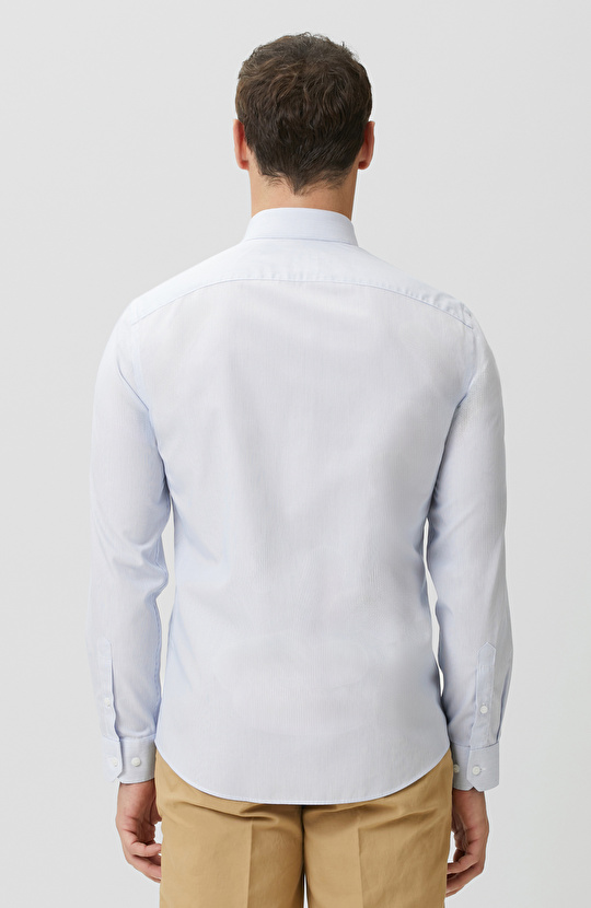 Non-Iron Mavi Beyaz Çizgili Gömlek