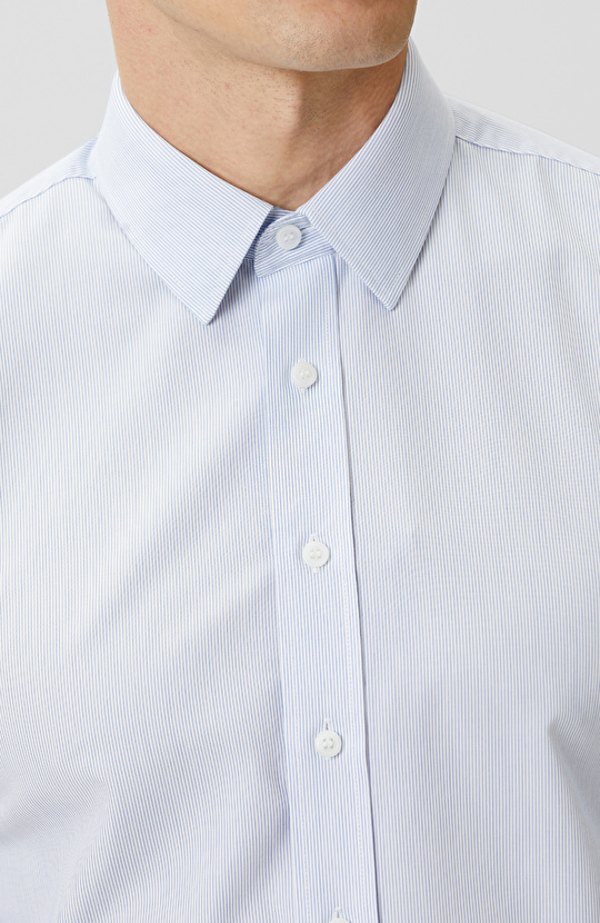 Non-Iron Mavi Beyaz Çizgili Gömlek