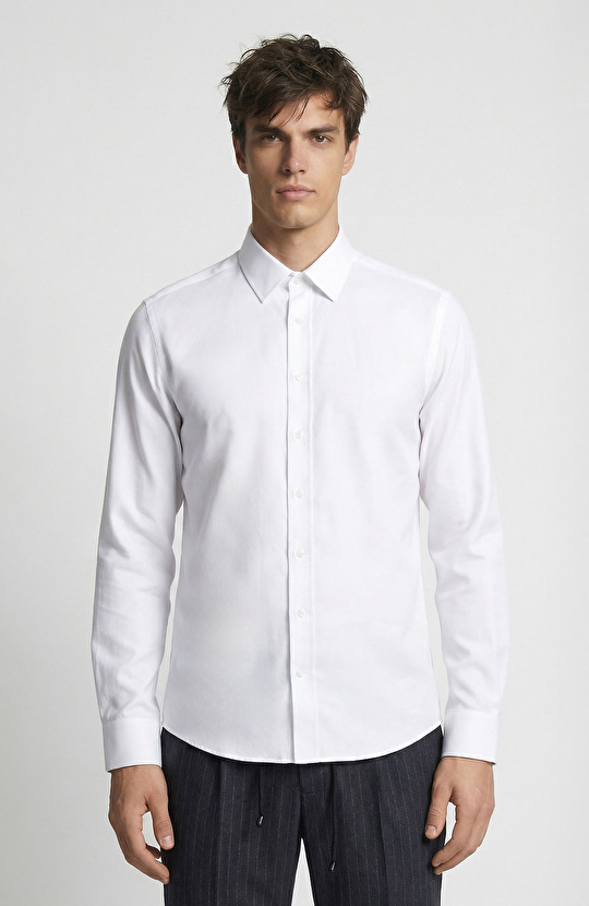 White Non-Iron Jacquard Shirt