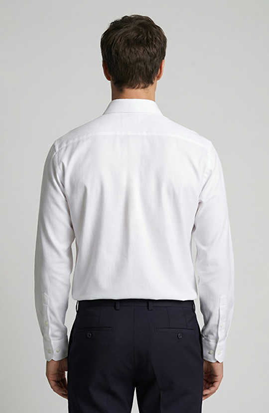 Non-Iron White Jacquard Shirt