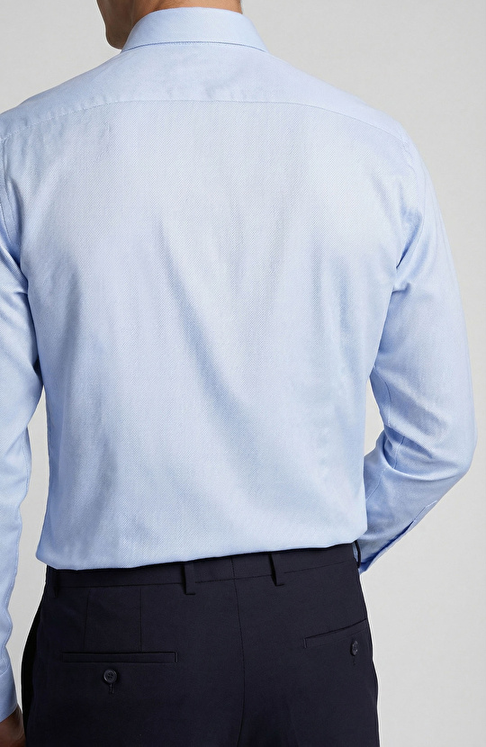 Non-Iron Mavi Beyaz Çizgili Gömlek