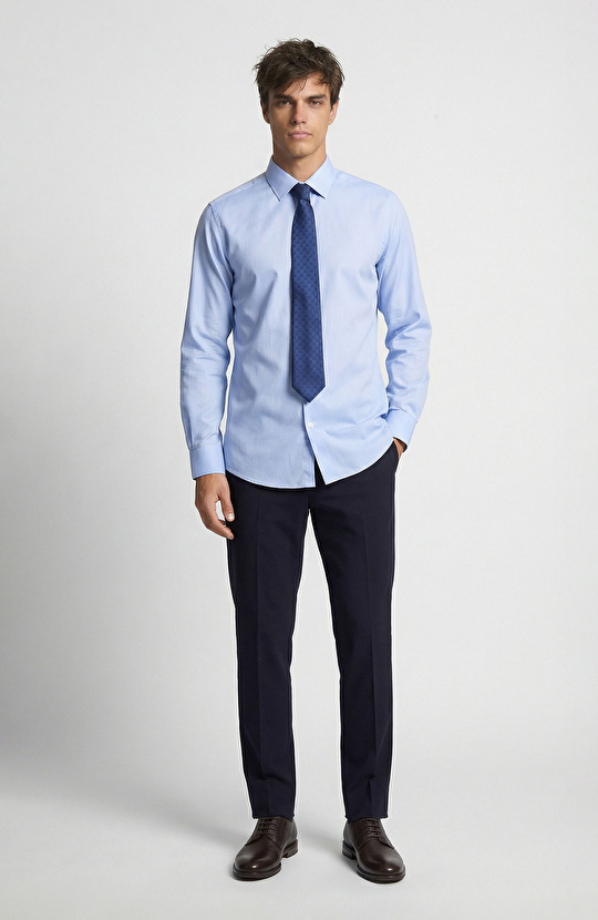 Non-Iron Mavi Gömlek Oxford Gömlek