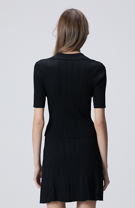 Siyah Kısa Kol Triko Hırka