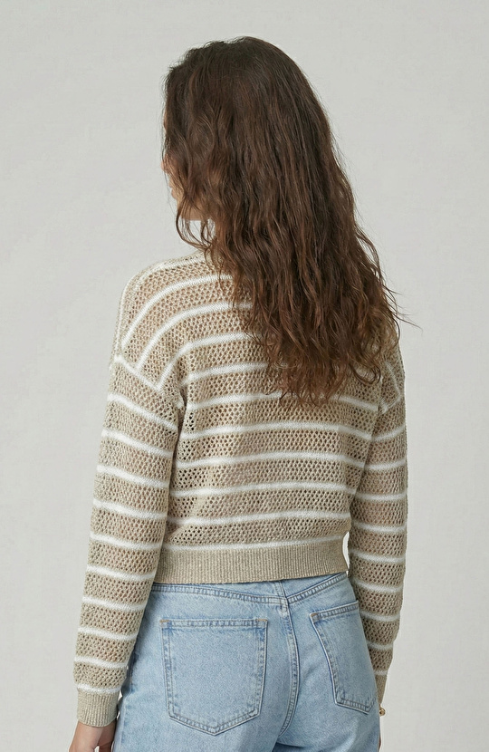 Taş Ajurlu Simli Triko Kazak