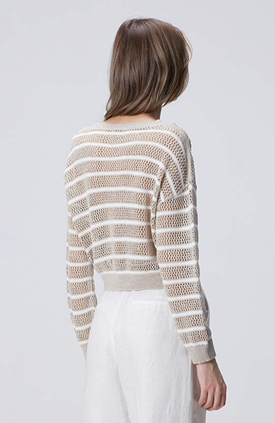 Taş Ajurlu Simli Triko Kazak