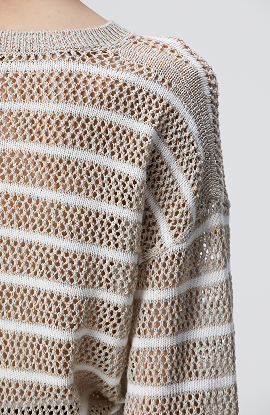 Taş Ajurlu Simli Triko Kazak