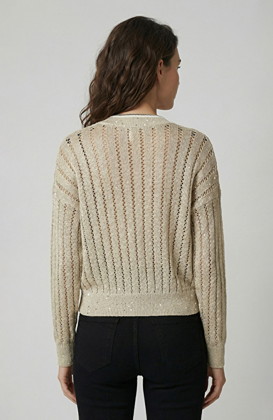 Taş Ajur Detaylı Triko Hırka