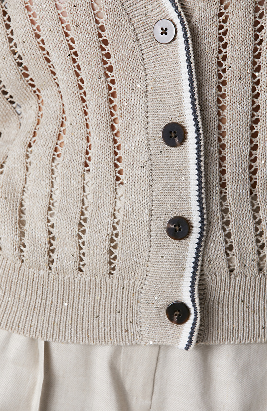 Stone Openwork Detailed Knitwear Cardigan