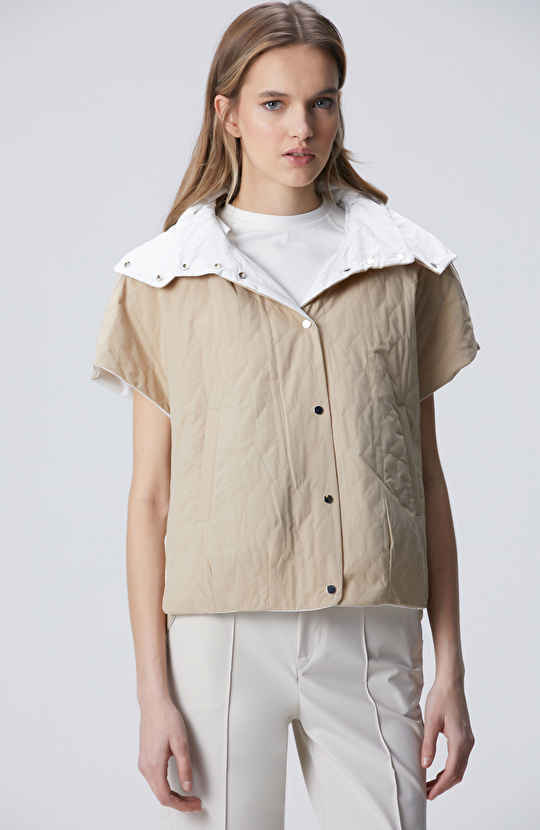 Beige Quilted Casual Vest