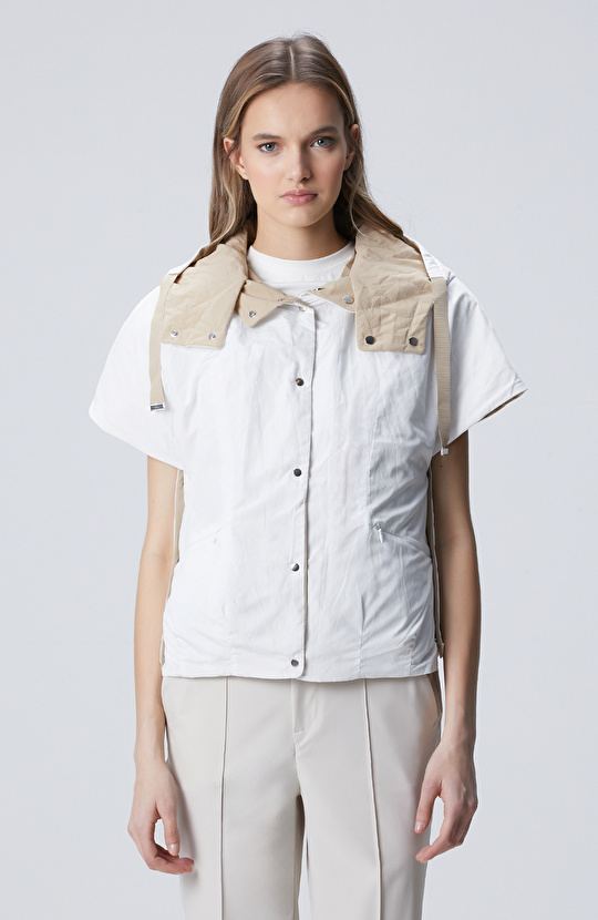 Beige Quilted Casual Vest