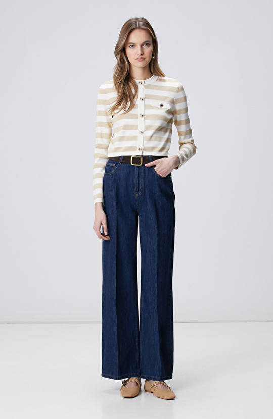 Kırık Beyaz Simli Triko Ceket