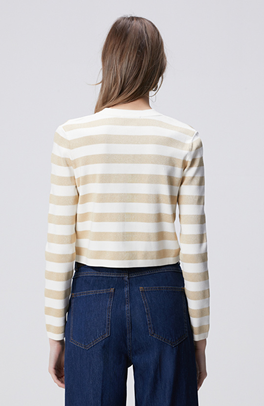 Kırık Beyaz Simli Triko Ceket