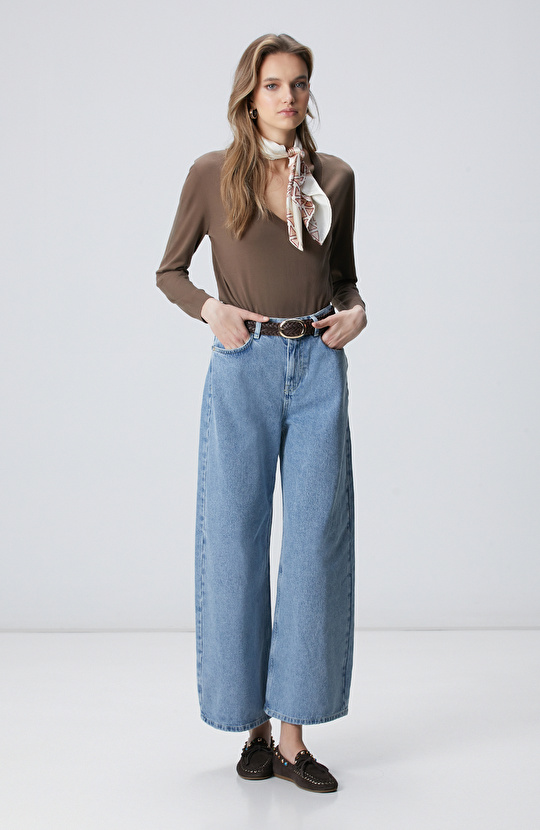 Limited Vizon İpek Karışımlı V Yaka Kazak