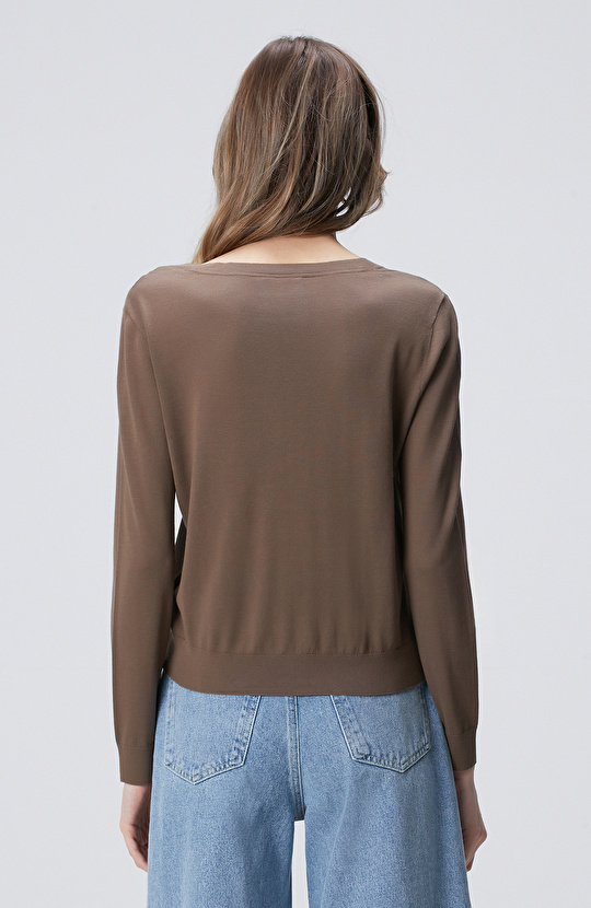 Limited Vizon İpek Karışımlı V Yaka Kazak