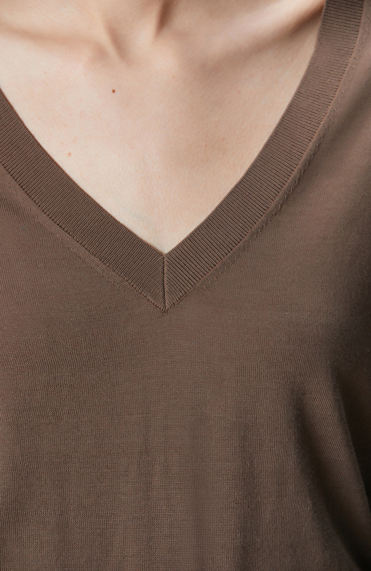 Limited Vizon İpek Karışımlı V Yaka Kazak