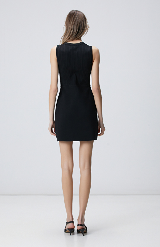 Siyah Mini Triko Elbise