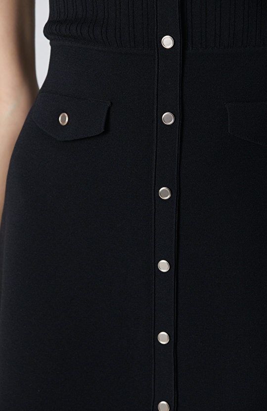 Siyah Mini Triko Elbise