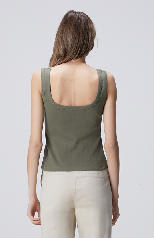 Haki Basic Örme Atlet