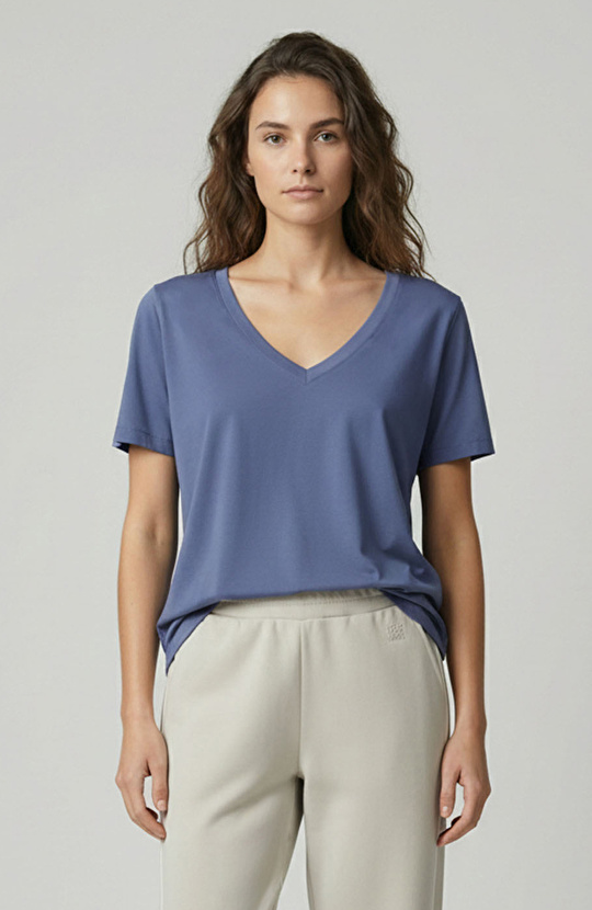 İndigo Basic V Yaka Tshirt