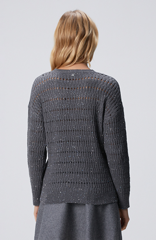 Gri Ajur Örgülü Kazak