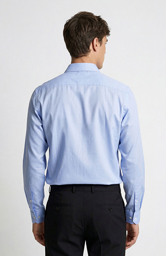 Slim Fit Mavi Non-iron Oxford Gömlek
