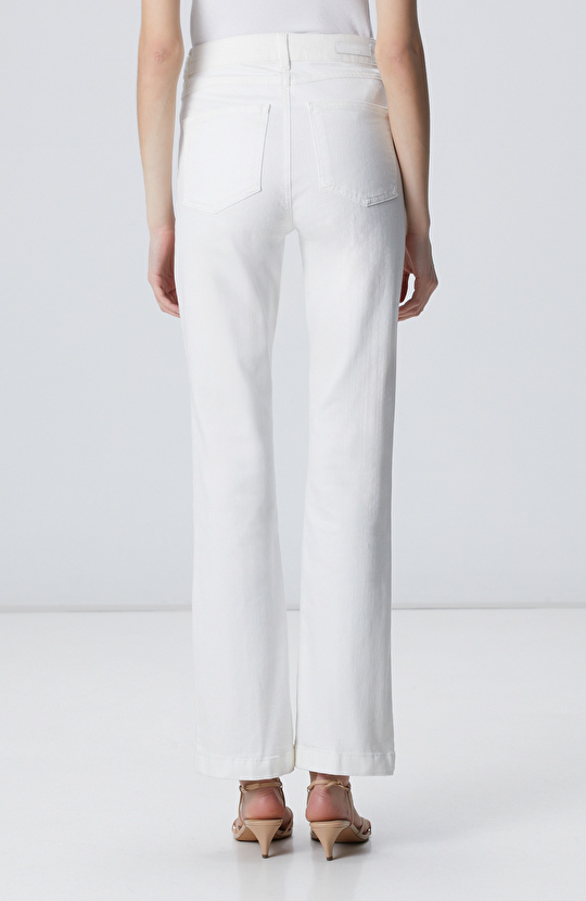 Kırık Beyaz Aksesuarlı Denim Pantolon