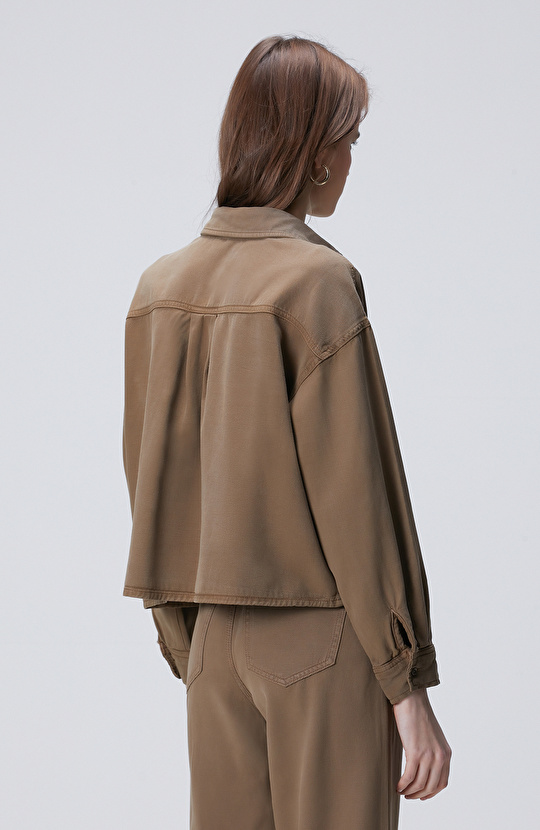 Vizon Tencel Karışımlı Denim Gömlek