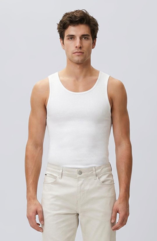 White Ribbed Tank Top
