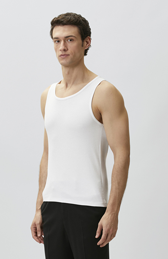 White Ribbed Tank Top