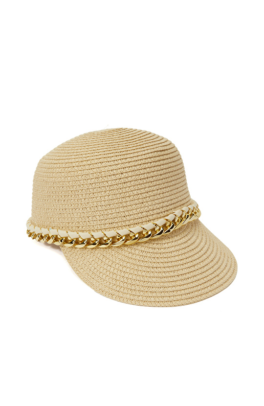 Bej Kadın Hasır Şapka