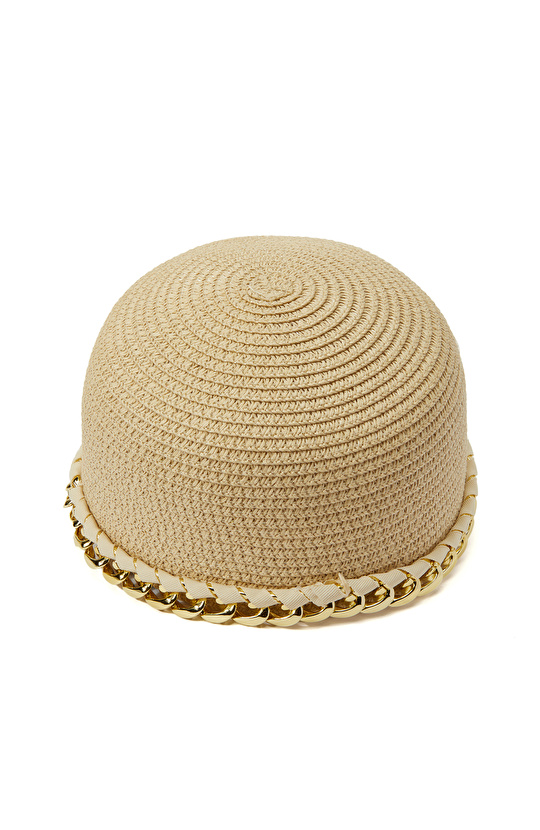 Bej Kadın Hasır Şapka