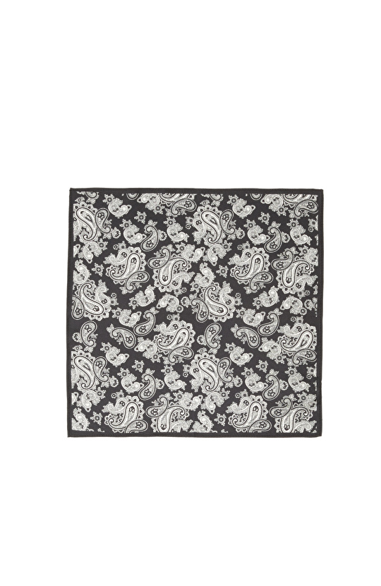 Siyah Şal Desen İpek Mendil