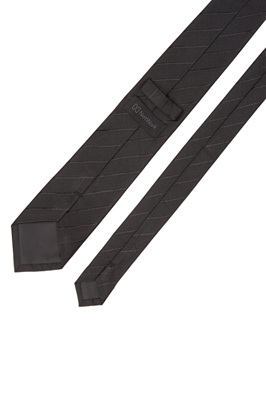 Siyah Çizgili İpek Kravat