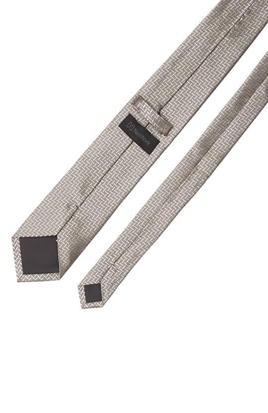 Bej Desenli İpek Kravat