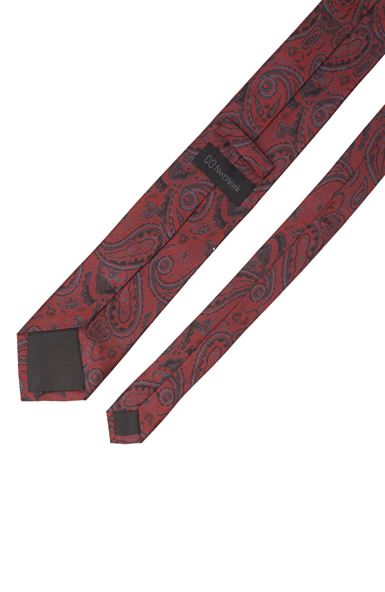 Bordo Desenli İpek Kravat