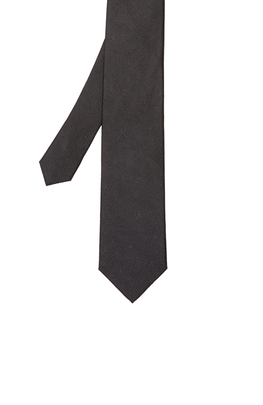 Siyah Şal Desenli İpek Kravat