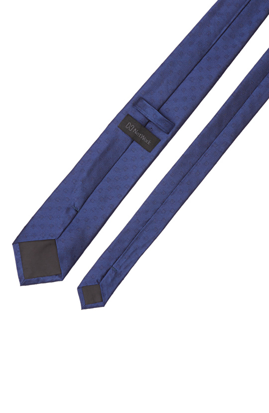 Lacivert Desenli İpek Kravat