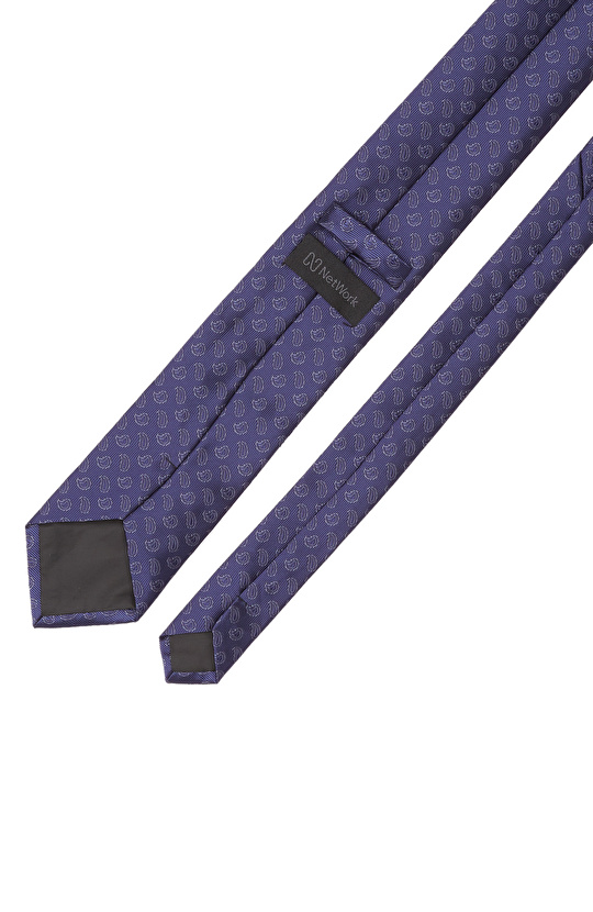 Lacivert Şal Desenli Kravat