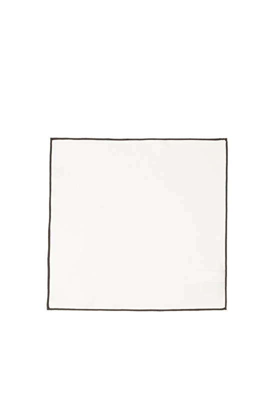 Beyaz Siyah Bordürlü İpek Mendil
