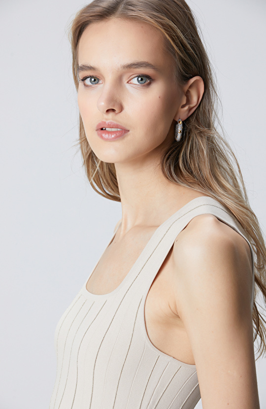 Silver Gold Yıldız Detaylı Kadın Halka Küpe