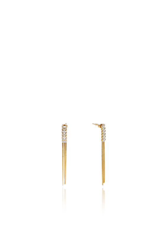 Gold Taşlı Kadın Sallantılı Küpe