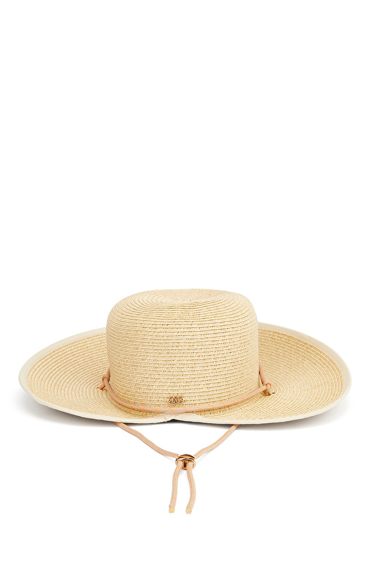 Bej Kadın Hasır Şapka