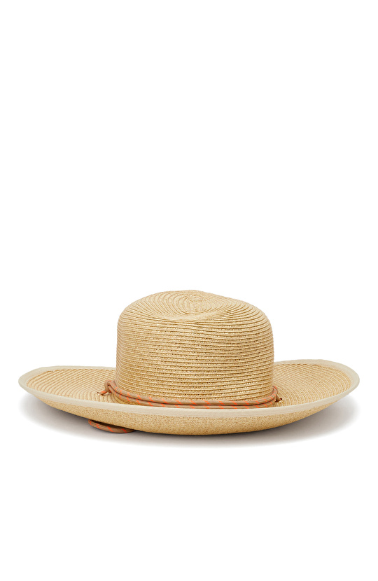 Bej Kadın Hasır Şapka