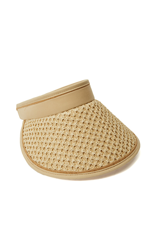 Bej Desenli Kadın Vizör Şapka