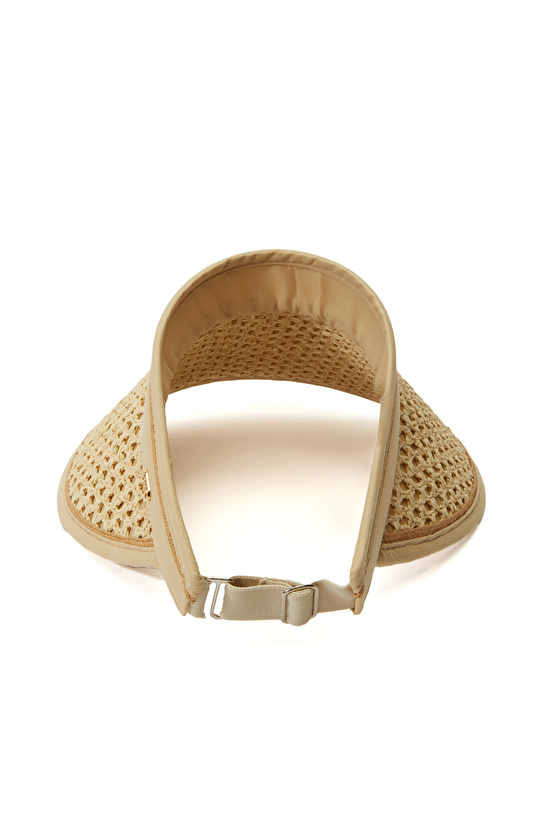 Bej Desenli Kadın Vizör Şapka