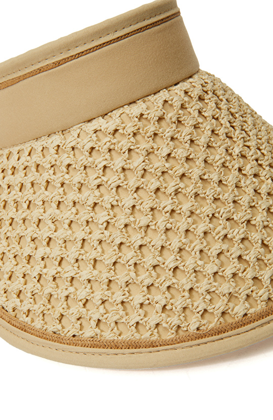 Bej Desenli Kadın Vizör Şapka