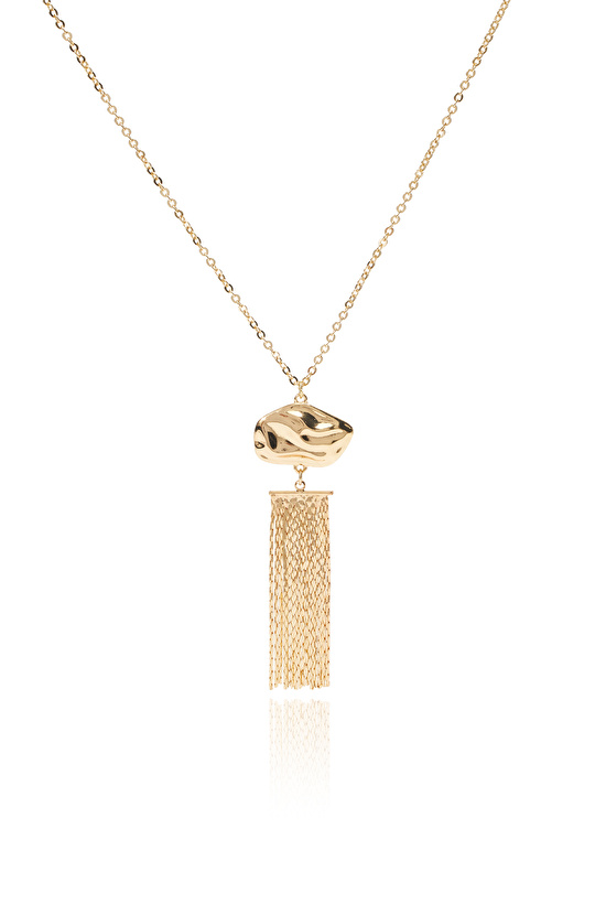 Gold Geomatrik Taşlı Kadın Uzun Kolye