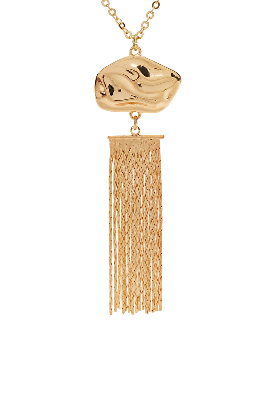 Gold Geomatrik Taşlı Kadın Uzun Kolye