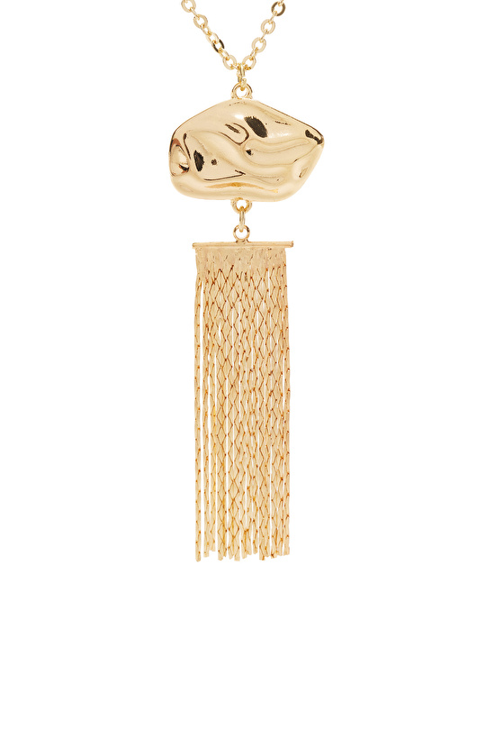 Gold Geomatrik Taşlı Kadın Uzun Kolye