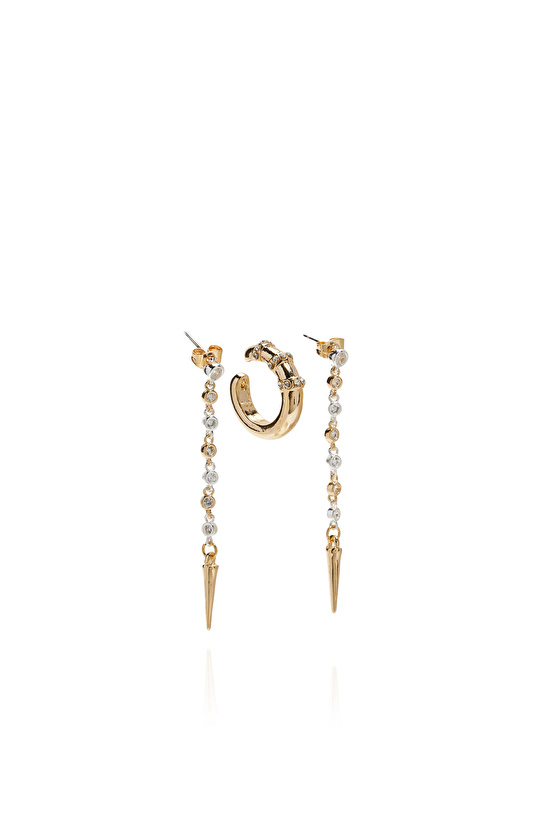 3lü Gold Altın Rengi Kadın Küpe Seti